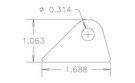 4130 1/8" THK, 5/16" HOLE, 11/16" HT, STRAIGHT CHASSIS TAB - QTY 20